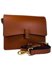 ORE10 Skórzana torebka "Lazur" w kolorze brązowym - 22 x 18 x 7 cm rozmiar: onesize. Brązowe torby na ramię ORE10, bez wzorów, z materiału, na ramię, bez dodatków. Za 342.95 zł.