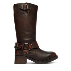 Oficerki Steve Madden. Brązowe kozaki Steve Madden, bez obcasa, na płaskiej podeszwie, bez zapięcia. Za 949.99 zł.