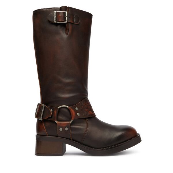 Oficerki Steve Madden. Brązowe kozaki Steve Madden, bez obcasa, na płaskiej podeszwie, bez zapięcia. Za 949.99 zł.