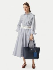 Tommy Hilfiger Torebka Th Icon Tote AW0AW18724 Granatowy. Niebieskie shopper TOMMY HILFIGER, bez wzorów, ze skóry, bez dodatków. Za 649.99 zł.