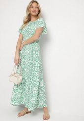 Zielono-Biała Rozkloszowana Sukienka z Bawełną i Abstrakcyjnym Wzorem Ldivoria. Zielone sukienki Born2be, na imprezę, m, bez wzorów, z bawełny, eleganckie, bez kołnierzyka, bez ramiączek, maxi, rozkloszowane. Za 64.99 zł.
