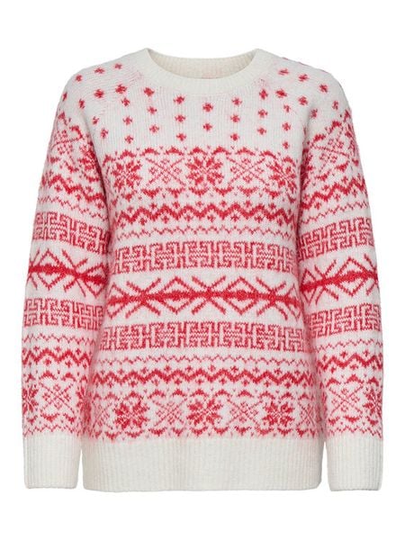 ONLY Sweter Xmas Nordic 15354824 Czerwony Regular Fit. Czerwone swetry Only, m, bez wzorów, z syntetyku, bez ramiączek. Za 109.99 zł.