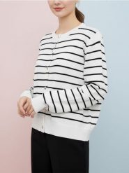 Kardigan z guzikami w paski - biały. Białe kardigany Sinsay, l, bez wzorów. Za 49.99 zł.