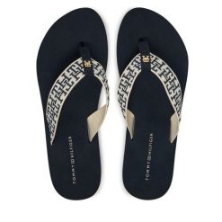 Japonki Tommy Hilfiger. Niebieskie klapki TOMMY HILFIGER, bez wzorów, bez obcasa. Za 169.99 zł.