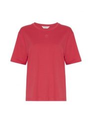 MOSS COPENHAGEN Koszulka "Melea" w kolorze koralowym rozmiar: M/L. Czerwone bluzki Moss Copenhagen, l, bez wzorów, z bawełny, bez kołnierzyka, bez ramiączek. Za 70.08 zł.