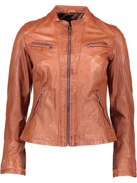 7eleven Skórzana kurtka "Rubina" w kolorze jasnobrązowym rozmiar: 42. Brązowe kurtki 7eleven, bez wzorów, z materiału, bez kaptura. Za 399.34 zł.