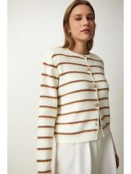 Happiness Istanbul Kardigan w kolorze kremowo-jasnobrązowym rozmiar: onesize. Brązowe kardigany Happiness Istanbul, bez wzorów, ze splotem. Za 131.74 zł.