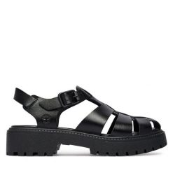 Sandały Timberland. Czarne sandały Timberland, bez wzorów, street, bez obcasa, na płaskiej podeszwie, bez zapięcia. Za 549.99 zł.