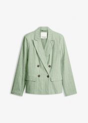 Żakiet z domieszką lnu. Zielone marynarki i żakiety bonprix, bez wzorów, eleganckie. Za 104.99 zł.