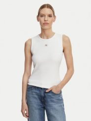 Calvin Klein Jeans Top LV047F246G Biały Slim Fit. Białe topy Calvin Klein Jeans, xs, bez wzorów, z bawełny, bez kołnierzyka, bez ramiączek. Za 169.99 zł.