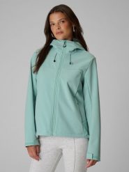 4F Kurtka softshell wiatroodporna damska - turkusowy XS. Niebieskie kurtki sportowe 4f, xs, bez wzorów, z softshellu, bez kaptura. Za 299.99 zł.