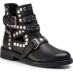 Botki TWINSET - Biker 191TCP048 Nero 00006. Czarne botki Twinset, bez wzorów, ze skóry, bez obcasa, na obcasie, bez zapięcia. W wyprzedaży za 759.00 zł.
