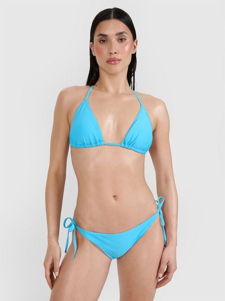 4F Góra od bikini damska - turkusowa XS. Niebieskie szorty 4f, bez wzorów, z elastanu, klasyczne. W wyprzedaży za 29.99 zł.