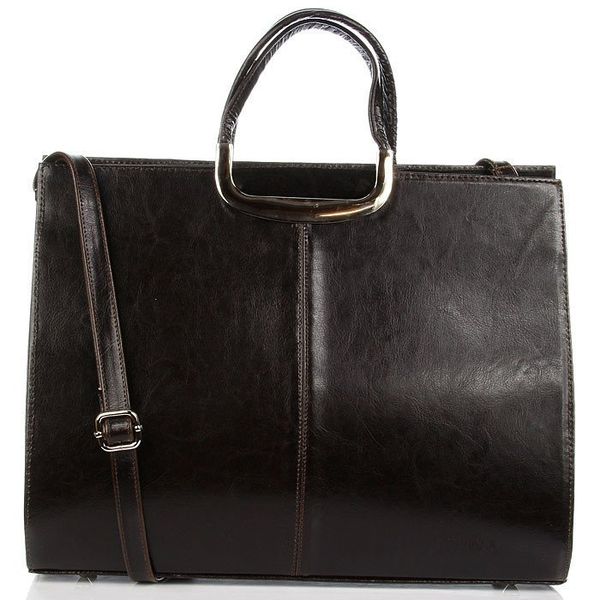 Aktówka damska ze skóry naturalnej DAN-A T269 czekoladowa. Brązowe torebki klasyczne DAN-A, bez wzorów, ze skóry, bez dodatków. Za 449.99 zł.