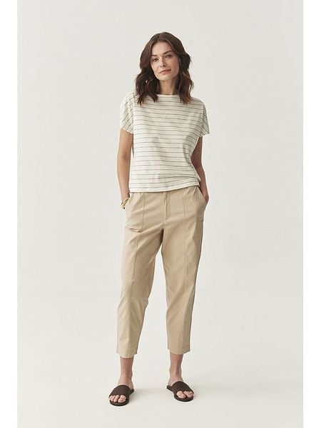 TATUUM Koszulka w kolorze biało-czarnym rozmiar: L. Białe bluzki Tatuum, l, bez wzorów, z bawełny, bez kołnierzyka, bez ramiączek. Za 91.77 zł.