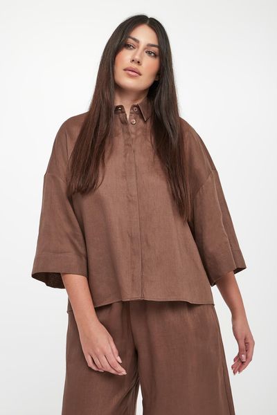Koszula damska lniana Rito MM. Koszule MM, bez wzorów, bez kołnierzyka, bez ramiączek. Za 969.00 zł.