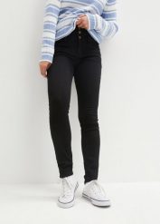 Modelujące dżinsy termiczne o kroju skinny z wysoką talią. Czarne jeansy bonprix, bez wzorów. Za 154.99 zł.