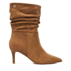 Botki Nine West. Brązowe botki Nine West, bez wzorów, bez obcasa, na szpilce, bez zapięcia. Za 299.99 zł.