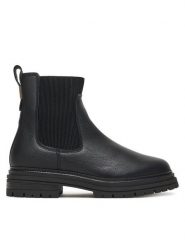 Tommy Hilfiger Sztyblety FW0FW08771 Czarny. Czarne botki TOMMY HILFIGER, bez wzorów, ze skóry, bez obcasa, na płaskiej podeszwie, bez zapięcia. Za 799.99 zł.