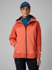 4F Kurtka trekkingowa przeciwdeszczowa membrana 20000 damska - czerwona S. Czerwone kurtki sportowe 4f, na lato, l, bez wzorów, z tkaniny, bez kaptura. Za 699.99 zł.