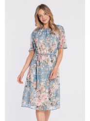 Stylove Sukienka w kolorze błękitno-jasnoróżowym rozmiar: S. Niebieskie sukienki Stylove, na co dzień, s, bez wzorów, z tkaniny, bez kołnierzyka, bez ramiączek, midi, proste. Za 330.38 zł.