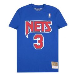 Koszulka New Jersey Nets. Niebieskie bluzki Mitchell & Ness, bez wzorów, z jersey, sportowe, bez kołnierzyka, bez ramiączek. Za 250.50 zł.