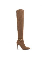 DeeZee Muszkieterki Simone LS5629-20 Beżowy. Brązowe kozaki DeeZee, z materiału, bez obcasa, na szpilce, bez zapięcia. Za 219.99 zł.