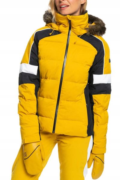 Kurtka narciarska damska Roxy Blizzard. Żółte kurtki narciarskie Roxy, l, bez wzorów, z materiału, bez kaptura, narciarskie, primaloft. Za 641.60 zł.