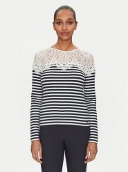 Morgan Bluzka 251-TMACO Granatowy Slim Fit. Niebieskie bluzki Morgan, xl, bez wzorów, z bawełny, bez kołnierzyka, bez ramiączek. Za 119.99 zł.
