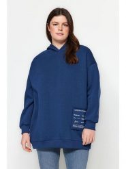 Trendyol Bluza w kolorze niebieskim rozmiar: XXL. Niebieskie bluzy sportowe Trendyol, xxl, bez wzorów, z kapturem. Za 86.99 zł.