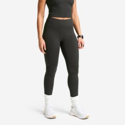 Legginsy fitness damskie Domyos wysoki stan. Szare legginsy DOMYOS, l, bez wzorów, z elastanu, z podwyższonym stanem. Za 119.99 zł.