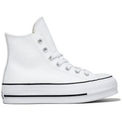 Buty sportowe damskie Converse Chuck Taylor All Star Lift Leather High. Białe obuwie sportowe Converse, ze skóry, bez zapięcia. Za 590.00 zł.