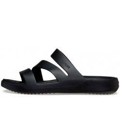 Klapki Crocs Getaway Strappy Z Klapkami Damskie. Czarne klapki Crocs, bez wzorów, z materiału, bez obcasa. Za 278.99 zł.