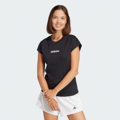 Koszulka Essentials Linear Cotton. Białe bluzki Adidas, m, bez wzorów, z bawełny, sportowe, bez kołnierzyka, bez ramiączek. Za 89.95 zł.