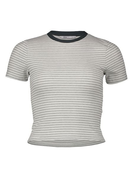 ONLY Koszulka w kolorze kremowo-szarym rozmiar: S. Szare bluzki Only, s, bez wzorów, prążkowane, bez kołnierzyka, bez ramiączek. Za 55.95 zł.