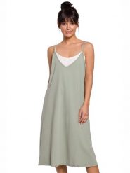Be Wear Sukienka w kolorze jasnozielonym rozmiar: M. Zielone sukienki Be Wear, na co dzień, m, bez wzorów, bez kołnierzyka, bez ramiączek, midi, proste. Za 186.45 zł.