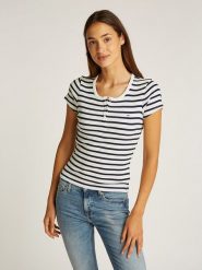 TOMMY JEANS Koszulka w kolorze białym rozmiar: XL. Białe bluzki Tommy Jeans, xl, bez wzorów, z bawełny, bez kołnierzyka, bez ramiączek. Za 122.96 zł.