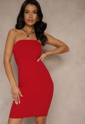 Czerwona Sukienka z Wiskozą Typu Bodycon Ellavira. Czerwone sukienki Renee, l, bez wzorów, z wiskozy, klasyczne, bez kołnierzyka, bez ramiączek, mini, bodycon. Za 89.99 zł.