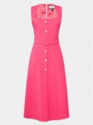 Nissa Sukienka koktajlowa RC14788 Różowy Slim Fit. Czerwone sukienki Nissa, bez wzorów, z syntetyku, wizytowe, bez kołnierzyka, bez ramiączek. Za 1,219.00 zł.