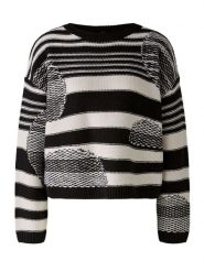 Oui Sweter w kolorze kremowo-czarnym rozmiar: 40. Brązowe swetry Oui, bez wzorów, z wełny, bez ramiączek. Za 165.99 zł.