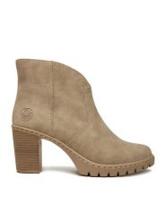 Rieker Botki Y2553-60 Beżowy. Brązowe botki Rieker, bez wzorów, z materiału, bez obcasa, na słupku, bez zapięcia. Za 329.99 zł.
