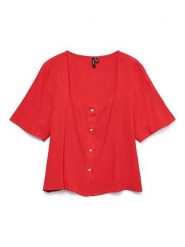 Vero Moda Bluzka w kolorze czerwonym rozmiar: XL. Czerwone bluzki Vero Moda, s, bez wzorów, z wiskozy, klasyczne, bez kołnierzyka, bez ramiączek. Za 61.60 zł.