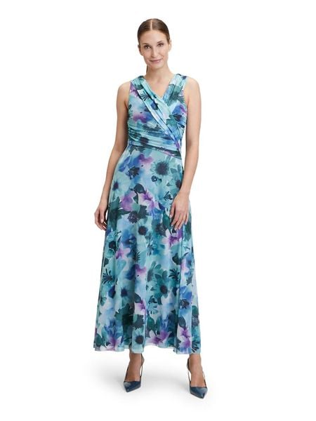 Vera Mont Sukienka w kolorze niebiesko-fioletowo-turkusowym rozmiar: 40. Niebieskie sukienki Vera Mont, bez wzorów, bez kołnierzyka, bez ramiączek, midi. Za 245.38 zł.