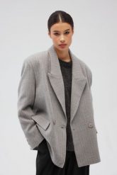 Wełniana marynarka w PASKI w kolorze GREY- BEXLEY-S/M. Szare marynarki i żakiety Marsala, m, bez wzorów, z jeansu, eleganckie. Za 1,499.90 zł.