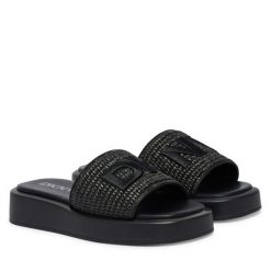 Klapki DKNY. Czarne klapki DKNY, bez wzorów, bez obcasa. Za 579.99 zł.