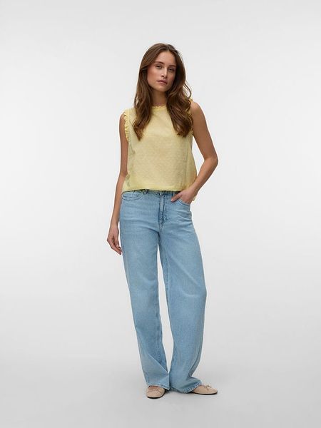 Vero Moda Bluzka w kolorze żółtym rozmiar: M. Żółte bluzki Vero Moda, m, bez wzorów, z bawełny, bez kołnierzyka, bez ramiączek. Za 80.52 zł.