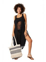 Aller Simplement Sukienka w kolorze czarnym rozmiar: 34-40. Czarne sukienki Aller Simplement, bez wzorów, z bawełny, bez kołnierzyka, bez ramiączek, midi. Za 100.99 zł.