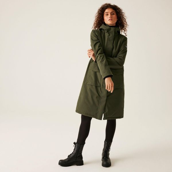 Kurtka przeciwdeszczowa z kapturem damska Regatta Yarli. Brązowe kurtki sportowe Regatta, na zimę, bez wzorów, z kapturem, trekkingowe. W wyprzedaży za 470.80 zł.