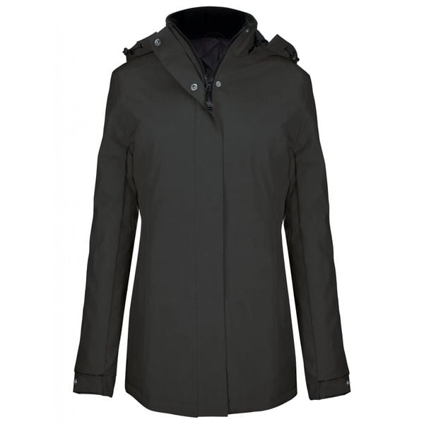 Parka dla kobiet Kariban. Czarne parki KARIBAN, xl, z materiału, bez kaptura. Za 254.00 zł.