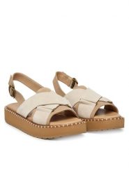 EMU Australia Sandały Morna W13284 Biały. Białe sandały EMU Australia, bez wzorów, z materiału, bez obcasa, na płaskiej podeszwie, bez zapięcia. Za 429.99 zł.